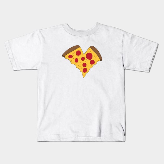 Eating Pizza For Two Pizza heart Kids T-Shirt by SkelBunny